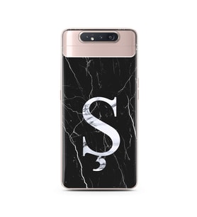 Samsung A80 Siyah Mermer Harf Tasarımlı Telefon Kılıfı Ş-Harfi 