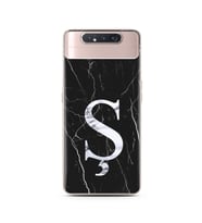Samsung A80 Siyah Mermer Harf Tasarımlı Telefon Kılıfı Ş-Harfi 