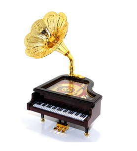 Büyük Boy Dans Eden Balerinli Piyano Gramofon Müzik Kutusu