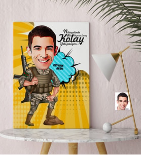 BK Gift Kişiye Özel Bay Uzman Çavuş Karikatür Kanvas Tablo 30x50cm  1
