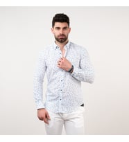 ECER SLİMFİT DESENLİ YAZLIK ERKEK GÖMLEK (Mavi)