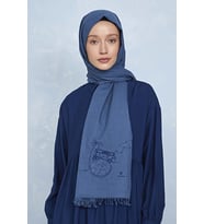 KALİLA Düş Peşine Seyahat %100 Pamuk Şal Mavi (NAKIŞLI)