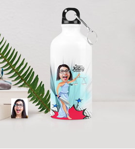 BK Gift Kişiye Özel Bayan Avukat Karikatürlü Metal Suluk 500 Ml 1