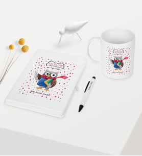 BK Gift Kişiye Özel Tarih Öğretmeni Temalı Beyaz Defter Kalem Kupa Seti - 1