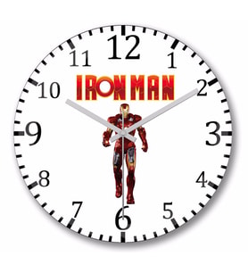Iron Man    Duvar  Saati    Bombeli Gercek Cam