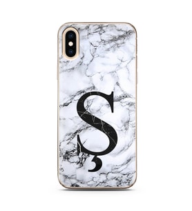 Iphone Xs Beyaz Mermer Harf Tasarımlı Telefon Kılıfı Ş-Harfi 