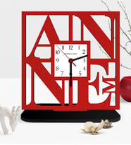 BK Gift Kişiye Özel Dekoratif Annem Yazılı Ahşap Masaüstü Saat - 3 (Çok Renkli)