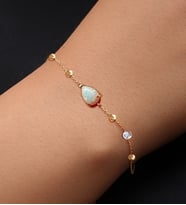 Demas Gold Pırlanta 14 Ayar Altın Dorikalı Avustralya Beyaz Opal Bileklik (Sarı)