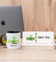 Çevre Mühendisi Siyah Kupa Bardak Ve Masa İsimliği Hediye Seti