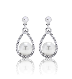 Monemel Swarovski® Taşlı ve İncili Küpe (Altın Kaplama) Sevgililer Günü Hediyesi
