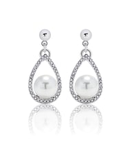 Monemel Swarovski® Taşlı ve İncili Küpe (Altın Kaplama) Sevgililer Günü Hediyesi