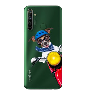 Motorcu Köpek Tasarımlı Süper Şeffaf Silikon Telefon Kılıfı Oppo Realmi 5i
