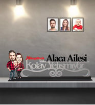 Kişiye Özel Aile Karikatürlü Kolay Yetişmiyor Ahşap Biblo  Mod-6