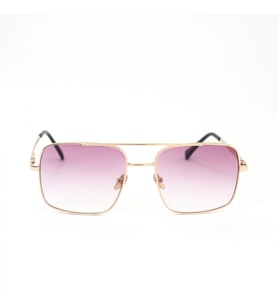 Gold Metal Çerçeveli Mor Degrade Camlı Kare Unisex Güneş Gözlüğü