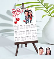 BK Gift Kişiye Özel 15x21 cm Fotoğraf Kartlı Sevgililer Karikatürlü Şövaleli 2024 Takvim -1 (Beyaz)