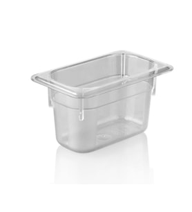 Plastport Kırılmaz Şeffaf Gastronom Küvet 1/9-100 (Siyah-Gri)