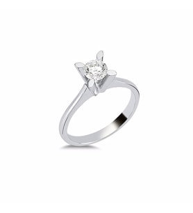 0.51ct Pırlanta Tektaş Yüzük - 18k (Beyaz)