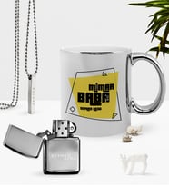 BK Gift Kişiye Özel Mimar Baba Krom Kupa Benzinli Çakmak Kolye Seti-2 (Model 1)