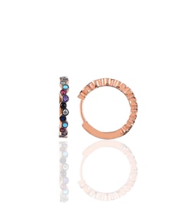 Söğütlü Silver Gümüş rose 17 mm renkli sıra taşlı halka küpe