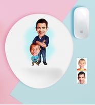 BK Gift Kişiye Özel Baba Oğul Karikatürlü Bilek Destekli Mouse Pad-2 (Beyaz)