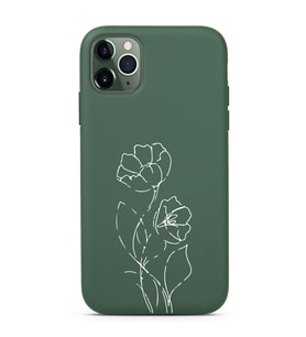 Iphone 11 Pro Max Çizgi Tasarımlı Koyu Yeşil Lansman Telefon Kılıfı