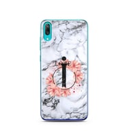 Mermer Çiçekli Harf Tasarım Süper Şeffaf Silikon Telefon Kılıfı Huawei Y7 Prime 