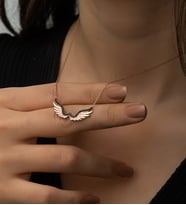 Papatya Silver Kanat Kolye Siyah Nano Zirkon Taşlı 925 Ayar Gümüş