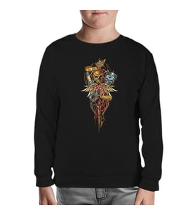 Motosiklet - Heartbeat Siyah Çocuk Sweatshirt
