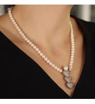 925 Ayar Gümüş Taşlı Kalp Modeli İnci Kolye