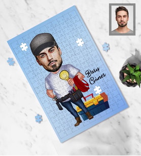 Kişiye Özel Elektrikçi Karikatürlü A3 130 Parça Puzzle Bay-1