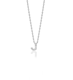 Söğütlü Silver Gümüş  rodyumlu üç boyutlu minimal J gümüş harf kolye
