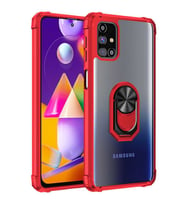 Galaxy M31S Kılıf Mola Kenar Köşe ve Yüzük Kısımları Renkli Kılıf (Kırmızı)