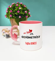 Mesajlı Odyometrist Tasarımlı Kişiye Özel Odyometrist Kupa Bardak Pembe