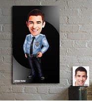 BK Gift Kişiye Özel Bay Polis Karikatür Ahşap Tablo - 1