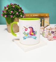 Unicorn Tasarımlı İsme Özel Unicorn Kupa Bardak Yeşil