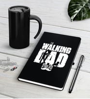 BK Gift Kişiye Özel Walking Dad Siyah Defter Kalem Termos Mug Seti-2 (Model 1)