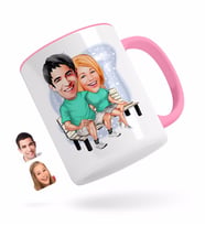 BK Gift Kişiye Özel Sevgililer Karikatürlü Pembe Kupa Bardak-55