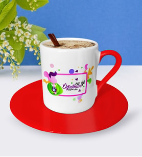 BK Gift Kişiye Özel En İyi Öğretmen Kırmızı Türk Kahvesi Fincanı  1