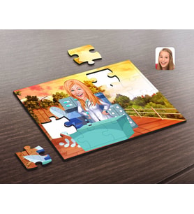 BK Gift Kişiye Özel Kadın Eczacı Karikatürlü Ahşap Puzzle-4