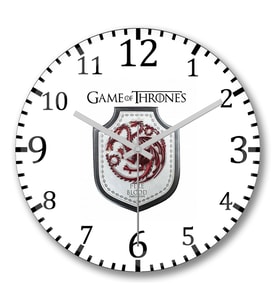 Game of Thrones Casa Targaryen Duvar Saati Bombeli Gercek Cam