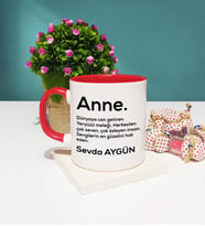 Anneler Günü Hediyesi İsme Özel Anne Kupa Bardak Kırmızı