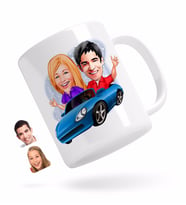 BK Gift Kişiye Özel Sevgililer Karikatürlü Beyaz Kupa Bardak-52