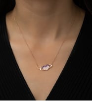 Papatya Silver Satürn Kuşaklı Kalp Ay Yıldız Bayrak Kolye