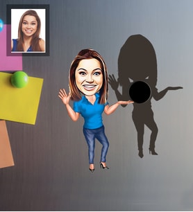 Kişiye Özel Patron Karikatürlü Ahşap Magnet Bayan-12