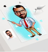 BK Gift Kişiye Özel Bay Öğretmen Karikatür 240 Parça A3 Puzzle 1