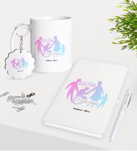 BK Gift Kişiye Özel Özel Eğitim Öğretmeni Kupa Anahtarlık Beyaz Defter Kalem Hediye Seti-2 (Model 1)