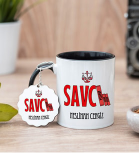 Savcı Siyah Kupa Bardak Ve Anahtarlık Set