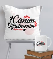 BK Gift Kişiye Özel Canım Öğretmenim Temalı Yastık Kupa Seti - 3