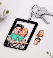 BK Gift Kişiye Özel İsimli Sevgililer Karikatürlü Ahşap Anahtarlık-55 (Beyaz)