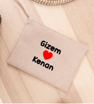 Sevgililere Özel İsim Yazılı Keten Bez El Çantası